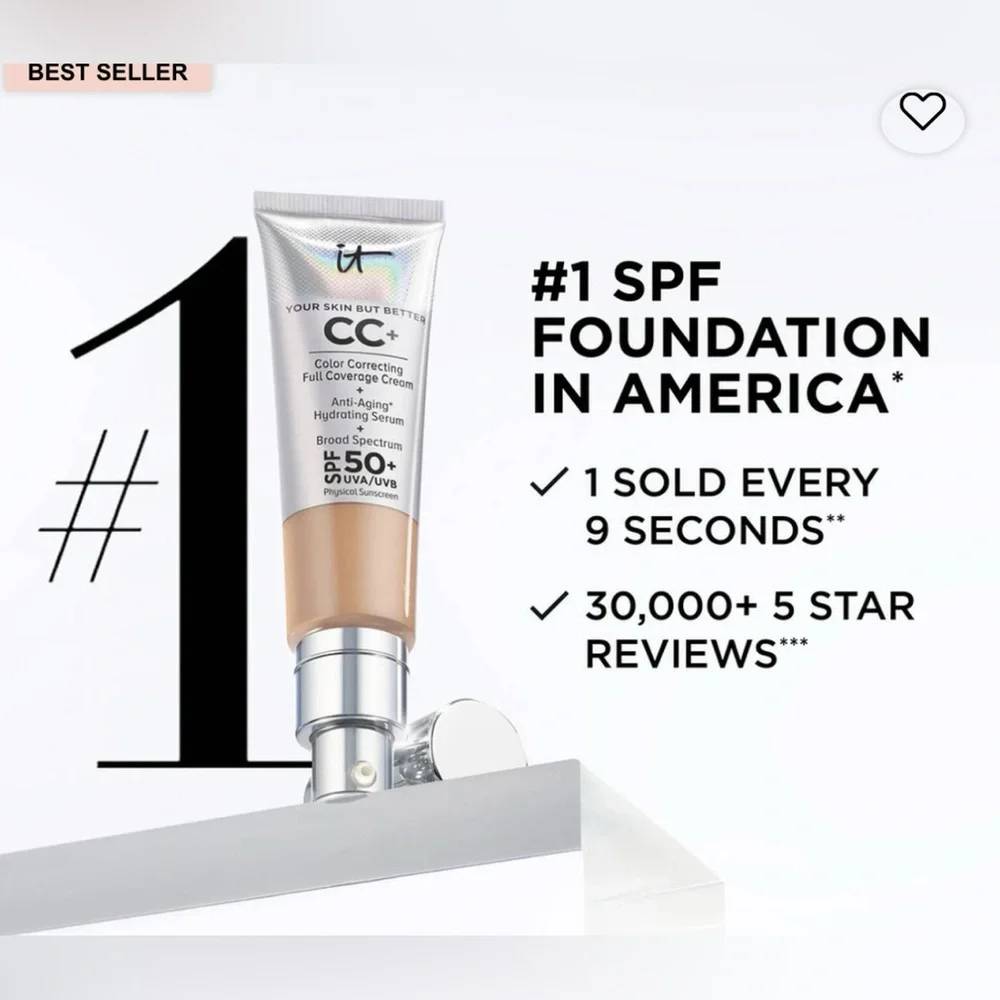 IT Cosmetics CC+ Cream Full-Coverage Foundation With SPF 50+ - Color: Tan -NEW!